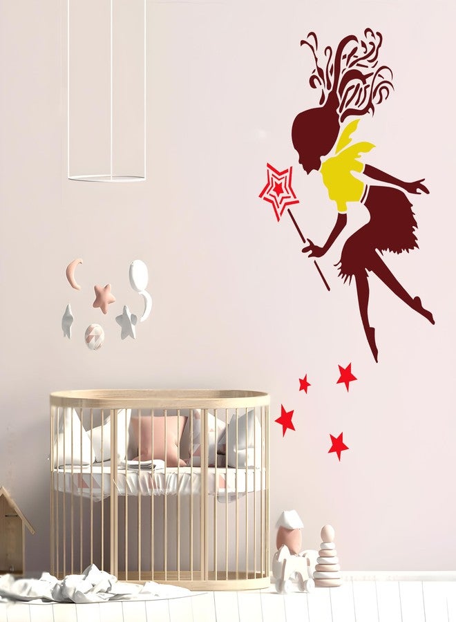 StenCart Stencil for Wall Painting Home Fairy Girl Reusable Stencil Design for Wall Decoration(16inch x 24inch)-DIY Reusable Design Suitable for Home & Office (Pack of 1) - Image 1